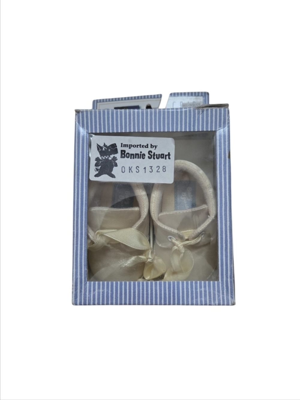 *flawed* Vintage 1998 Baby B'Gosh (OshKosh B'Gosh) satin infant crib shoes.